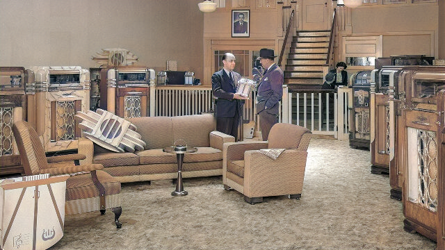 Buckley music box and zypher speakers in jukebox showroom