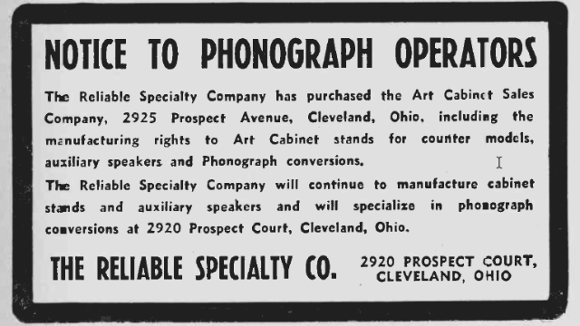 Reliable Specialty Notice March 16, 1940