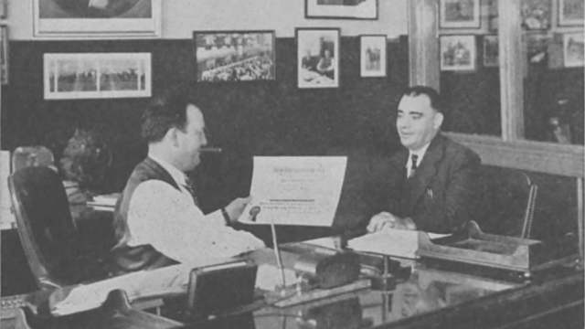 Homer Capehart in his Wurlitzer Office